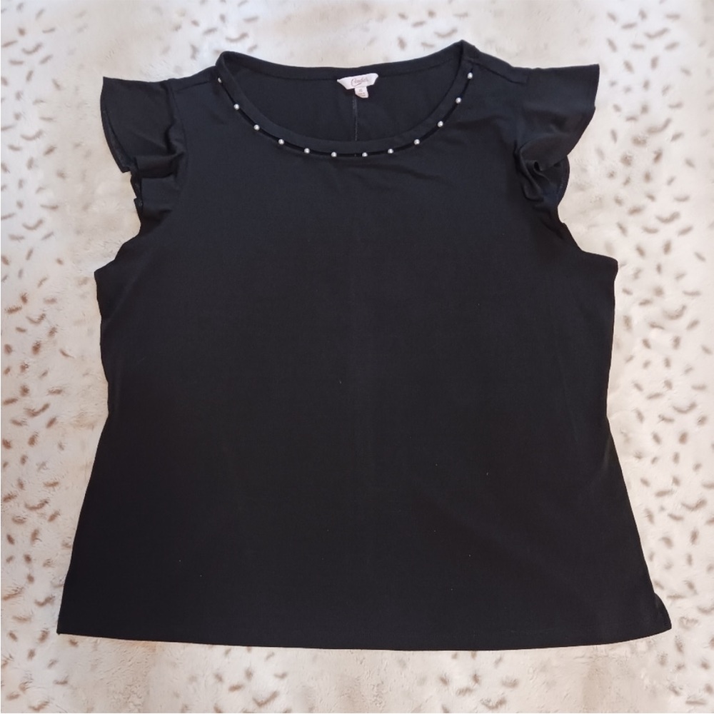 Candies Faux Pearl Blouse in Black Size small, NWT